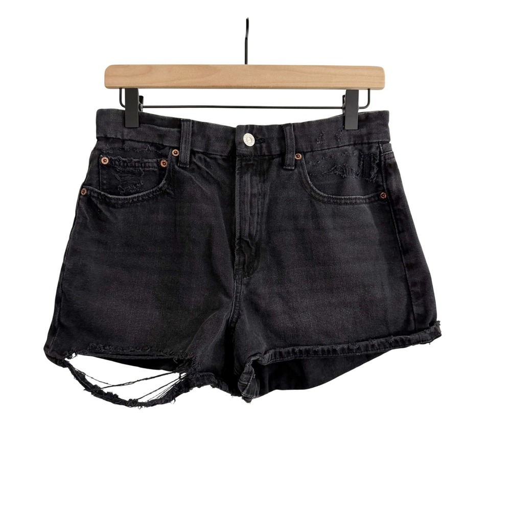 American Eagle Distressed Jean Shorts Black 8 Streetwear Festival Grunge Edgy